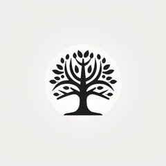 Poster - flat tree logo Generative AI