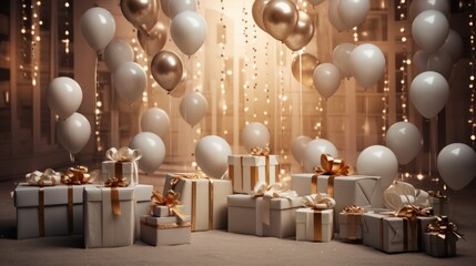 Aufkleber - Elegant hands of a woman grasping a luxury white silver gift box with a bow, against a festive background, Xmas and New Year postcard design Generative AI