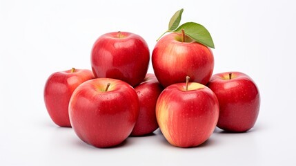 Poster - apples on a white background on the left side of the frame empty white background photorealistic Generative AI