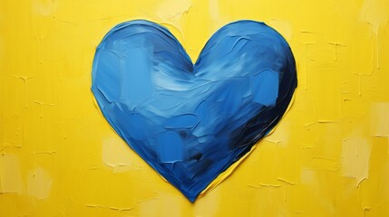 Poster - heart and two colors from the flag of Ukraine Installation elegant oil painting Generative AI