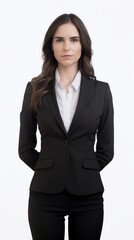 Poster - woman in a formal suit arms crossed Generative AI