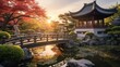 A traditional Chinese garden adorned with classical architecture