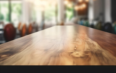 Aufkleber - Empty wooden table in front of blurred and abstract window background