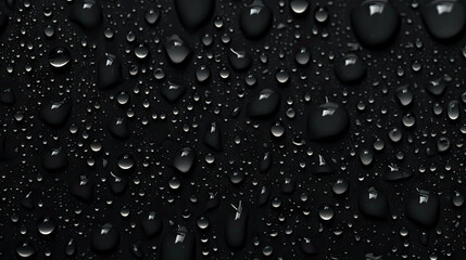 Wall Mural - Water drops on a black background, water drop dark tone. Water droplets on black