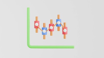 Aufkleber - 3D market analysis, stock investment exchange.  3d video animation