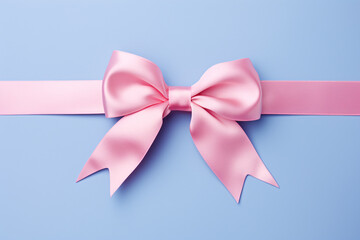 Light pink gift ribbon on blue background