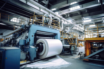Wall Mural - Paper production machine. Powerful modern equipment for the production of coated paper. Paper industry.