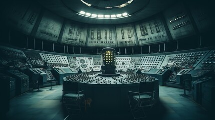 Aufkleber - Nuclear power plant, view from the inside. A large modern industrial building, a factory with steel structures.