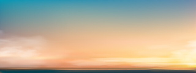 Wall Mural - sky blue,cloud background,horizon spring clear sky in morning by the beach,vector beautiful landscap