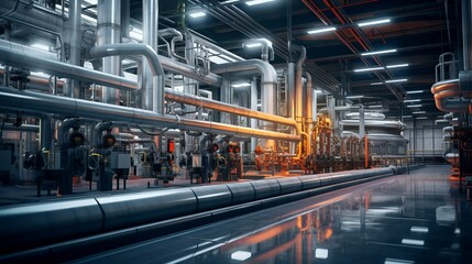 Poster - Beautiful bright interior of a modern tank manufacturing plant. Industry, production of equipment in a large building.