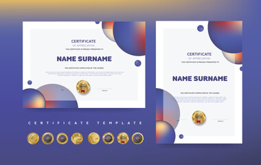 Wall Mural - Certificate of appreciation or Award diploma template design and vector golden Luxury premium badges design