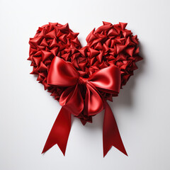 Canvas Print - Conceptual heart made by red ribbon