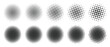 Circle black halftone vector design elements in white background set