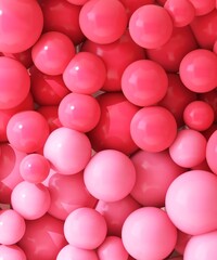 Various size of red and pink balloons abstract background for luxury party, celebration, romance, love, valentine’s day 3D