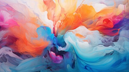 Wall Mural - Abstract painting with vibrant colors and fantasy concept in illustration style