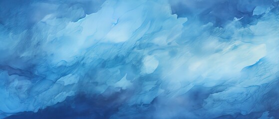 Wall Mural - Art abstract paint blots background: a photo of an alcohol ink blue colors marble texture horizontal long banner
