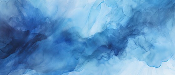 Wall Mural - Art abstract paint blots background: a photo of an alcohol ink blue colors marble texture horizontal long banner