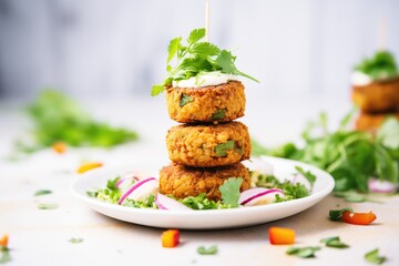 Sticker - stack of falafel with parsley garnish