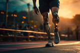 Fototapeta Sport - athlete with handicap with prosthetic legs at the stadium
