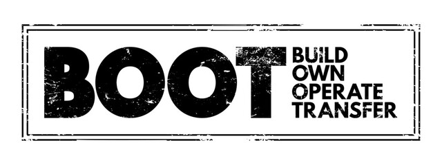 Poster - BOOT - Build Own Operate Transfer is a form of project delivery method, acronym concept stamp