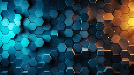 Poster - digital hexagon abstract