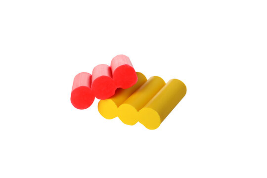 PNG, a piece of red plasticine, isolated on a white background.