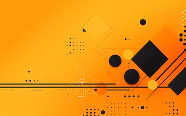 Poster - gold memphis background with halftone elements and lines. generative ai
