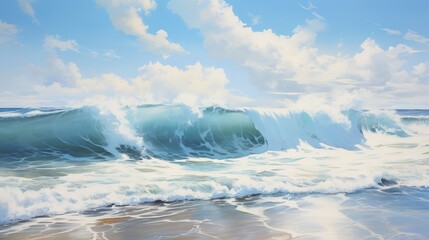 Poster - Beautiful seascape with blue sky, white clouds, and gentle sea breeze in a sunny day