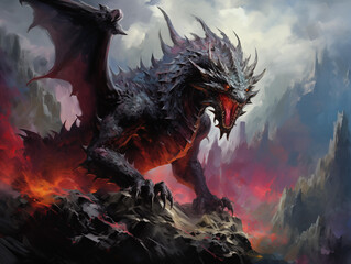 Wall Mural - Dragon Fantasy Monster Illustration Art