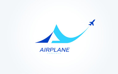 Wall Mural - Airplane logo curves actions lines vector