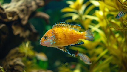 Wall Mural - Aquatic Elegance: A Cichlid in Captivity