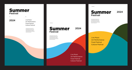 Aufkleber - Colorful Abstract Fluid Minimalist Summer Background Festival Vector Banner