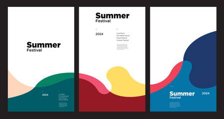 Aufkleber - colorful abstract fluid minimalist summer background festival vector banner