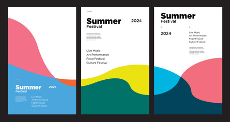 Aufkleber - colorful abstract fluid minimalist summer background festival vector banner