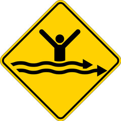 Wall Mural - Water Safety Sign Warning - Strong Currents