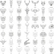 Set of geometric animals isolated on white background polygonal vector design element illustration