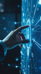 Poster - Futuristic Digital Interface with Human Interaction. Generative ai