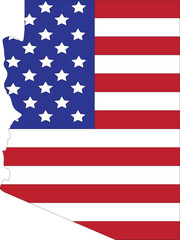 Poster - Map of US federal state of Arizona with the flag of the United States of America