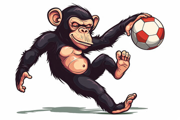 Wall Mural - cartoon monkey playing ball