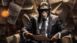 Chimpanzee in Tuxedo Reading Newspaper