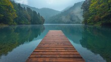 A Wooden Dock To Calm Lake , Seamless Looping 4K Animation Video Background