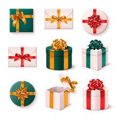 Canvas Print - Realistic present collection with different types of gift box