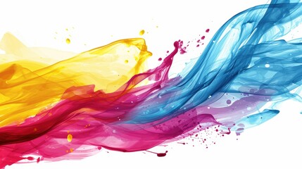 Poster - Abstract colored streams of water and smoke on white background