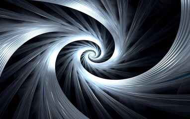 Poster - Abstract spiral illusion graphic design art with geometric shapes of silver and white neon lines. generative ai