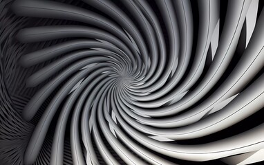 Poster - Abstract spiral illusion graphic design art with geometric shapes of silver and white neon lines. generative ai