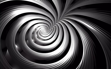 Poster - Abstract spiral illusion graphic design art with geometric shapes of silver and white neon lines. generative ai