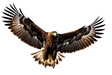 Wall Mural - a high quality stock photograph of a single flying spread winged eagle isolated on a transparant or white background