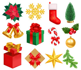 Poster - Christmas elements in realistic style