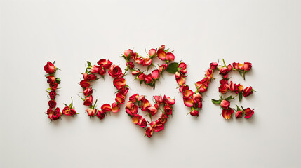 Wall Mural -  flower petals in the shape of the word LOVE
