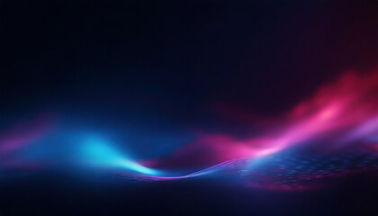 Wall Mural - Defocused blue pink red ultraviolet radiance soft texture on dark black abstract empty space background.Neon blur glow. Color light overlay.Copy space.